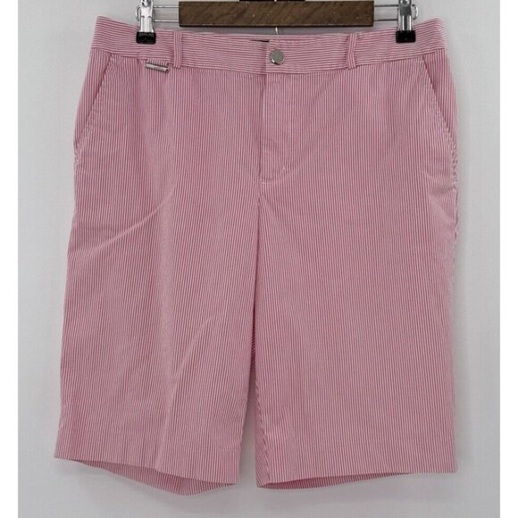 LRL Lauren Ralph Lauren Active Bermuda Shorts Stripes Sz 10 Preppy Old Money - Picture 1 of 9